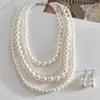 Collar de Perlas de Múltiples Capas Cruzadas Europeo y Americano Cadena para Clavícula Estilo Francés Elegante Collar con Sentido de Diseño de Nicho para Mujeres Venta al por Mayor