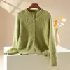 Cardigan de Punto de Lana Cachemira Nuevo Otoño/Invierno 2026 Cuello Redondo Manga Larga para Mujer Patrón Retorcido Suéter de Lana Cepillada