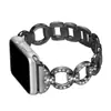 Para Apple Watch iwatch1/2/3/4/5/6/7 Geração Corrente de Aço Inoxidável Metal 8-palavras Pulseira com Diamante