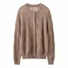 Cárdigan 100% Cachemir Puro para Mujer Camisa Base de Punto Cuello Redondo con Corte Estilo Otoño e Invierno 2026 Ropa de Abrigo Suéter de Cachemir