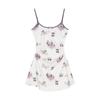 Camisola Sexy Estampada com Alças e Bojo para Mulheres, Verão Sem Mangas Justa com Saia Curta, Pura Desejo Garota Sexy Cintura Marcada Saia que Cobre o Bumbum