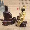 Artículos taoístas madera de azufaifo alcanzada por un rayo estatua de oficial Zhao Gongming Dinastía Ming Wu Cai Shen escritorio estudio montando tigre dios tigre negro dios de la riqueza estatua