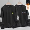 Moletom com gola redonda e forro de fleece para homens, marca moderna de outono e inverno, peça interna versátil solta de manga longa, roupa de casal unissex, top para estudantes
