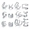 Conjunto de brincos de pressão europeu e americano AliExpress criativo simples em forma de C sem furo na orelha conjunto de 12 peças