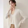 Estilo Old Money 2026 Cardigã de Caxemira Feminino Gola V Outono/Inverno Manga Morcego Solta Tricô Casaco de Lã de Qualidade Leve de Luxo