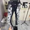 Pantalones Vaqueros Casuales de Moda para Hombre, Ajuste Skinny Delgado Elástico, con Diseño de Salpicaduras de Pintura, Novedad Primavera/Verano High Street