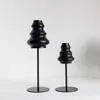 Portavelas con Forma de Árbol de Navidad Adornos Decoración del Hogar Estilo Europeo Metal Negro Hierro Desmontable Uso Portavelas Fino