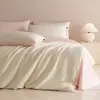 Juego de Cuatro Piezas de Satén 100% Algodón de Fibra Larga Clase A Lujo Ligero Color Sólido Bicolor Estilo Hotel Sábana Funda Nórdica Ropa de Cama 4