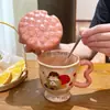 Tazas de Cerámica de Alta Gama para Niñas, Tazas de Agua Cerámicas de Aspecto Elegante para el Hogar, Tazas de Desayuno para la Oficina, Regalos Prácticos para Mujeres