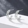 Brincos Líquidos Irregulares, Brincos Vazados Modernos, Gancho de Orelha Estilo Minimalista Cool, Acessórios de Orelha Versáteis Plissados em Forma de C Atacado