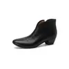 Botines minimalistas de moda de nicho de 4 cm, nuevo modelo otoño/invierno 2026, punta redonda, tacón grueso, cremallera lateral, botines cortos sin cordones
