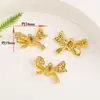 Relleno de Oro de 18K Color Duradero Micro-Pavimentado Circonita Cortada Mariposa Colgante Doble para Pulsera, Collar, Aretes Conexión Colgante