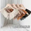 Chal de encaje con cuello de muñeca calado, blusa de mujer decorada con perlas, cuello postizo, sobrefalda estilo coreano