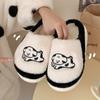 Zapatillas de Casa Cálidas de Felpa para Mujer de Invierno, Perro Dálmata Lindo, Suela Gruesa, Bloques de Color Casual, Dibujos Animados, Algodón