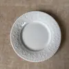 Múltiples Estilos de Platos de 6.25 pulgadas, Platos Cerámicos Minimalistas Blancos Puros con Relieve Estilo Francés, Platos de Porcelana Ósea, Platos para Pasteles, Platos de Postre