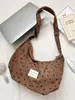 6225 Bolsa de Início de Primavera Estilo Coreano, Nova Bolsa de Ombro em Veludo Cotelê com Design Único de Laço, Bolsa Transversal em Lona Versão Coreana para Mulheres