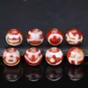 Cuentas Dzi Naturales Genuinas Estilo Tíbet, Ágata Roja Perlada Redondas para Collares, Colgantes, Pulseras DIY y Cuentas Espaciadoras al por Mayor