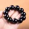 Pulseira preta brilhante de jade 20mm para homens, versátil e elegante para o dia a dia, fio de contas de jade, presente perfeito S-569