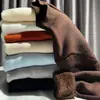 Suéter de Punto con Borde de Bloqueo Estilo Coreano, Cuello Medio, de una Pieza, Forrado de Polar, Manga Larga, para Mujer, Otoño e Invierno, Cálido, para Usar Debajo, Apilado, Top de Suéter Base
