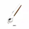 Juego de Tenedores para Fruta de Acero Inoxidable, Vaso de Vidrio, Cuchara con Mango de Madera, Tarro de Almacenamiento para Postres del Hogar, Vajilla de Restaurante, Brocheta para Fruta, Cuchillo y Tenedor