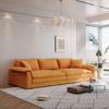 Sofá de Tela Minimalista Estilo Italiano de Lujo Ligero Sofá Estilo Crema para Sala de Estar Minimalista Moderna Sofá Grande de Ganso de Tres Plazas para Casa de Huéspedes