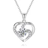 Nueva cadena de clavícula de cristal eterno estilo japonés y coreano colgante en forma de corazón collar de plata 925 chapada con diamante y zafiro para mujer