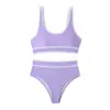 Traje de Baño Bikini Deportivo Europeo y Americano 2025 para Mujer, Color Sólido, Ajustado, Rápido Venta en Amazon, Sexy de Dos Piezas