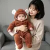 Mameluco de Bebé Primavera Otoño Invierno Doble Capa de Felpa para Niños Niñas Caliente Body con Capucha para Salir