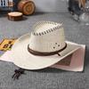 Sombrero de paja jazz de ala grande para mujer, ideal para verano, viajes al aire libre, protección solar, montañismo, vaquero occidental de moda para hombre.
