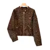 Elegante chaqueta corta de leopardo, de alta gama, con cuello alto para mujer, nueva colección primavera/otoño 2026, top/chaqueta moderno y versátil