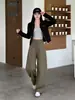 Pantalones de traje de mujer de alta gama a la moda con botones ocultos, nuevos estilos de primavera y otoño, adelgazantes, fluidos, de cintura alta, corte holgado, versión estrecha, pantalones de pierna ancha