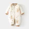 Macacão Acolchoado de Algodão para Bebê, Macacão Acolchoado e Engrossado de 120g para Outono e Inverno, Macacão Dividido para Engatinhar, Roupa para Bebês e Crianças