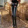 Jeans de Cintura Súper Alta para Mujer Primavera y Otoño Ajustados Botas Pequeños Invierno Nuevos Lápiz Ajustados Slim-fit Elásticos