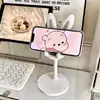 Suporte de Mesa Fofo de Coelho para Celular, Universal para Tablets, Altura Telescópica Ajustável, Suporte Preguiçoso para Selfie e Transmissão ao Vivo