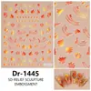 Redanco5D Embutido Popular Desenho Animado Adesivo para Unhas Folha de Bordo Vermelha Dourada Outono Adesivo Estéreo para Unhas Dr1445