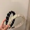 Diadema de malla plisada con cadena de pedrería, nueva moda primavera 2022, pasador elegante y dulce para el cabello, diadema para lavarse la cara