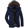 Aliexpress Novo Outono e Inverno Comprimento Médio Para Meia-Idade Com Capuz Mais Veludo Masculino Tamanho Grande Algodão Roupa Exterior Venda Direta da Fábrica Jaqueta Dropshipping