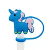 Cubierta de Popote de Silicona de Unicornio de Dibujos Animados Forma de Caballo Pequeño Compatible con Botella de Agua Stanley Tapa de Popote a Prueba de Polvo y Manchas