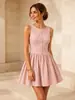 Vestido vintage de verão sem mangas para mulheres 2026, elegante vestido curto