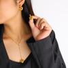 Joyería de Acero Inoxidable Traje Pendientes de Corazón de Amor Collar con Colgante Coreano Elegante Elegante Pendientes Elegantes Collar de Alta Gama