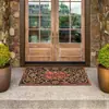 Tapete de Piso de Azulejo Floral Retrô Estilo Americano Transfronteiriço para Entrada, Resistente a Manchas e Fácil de Manter, Tapete de Entrada de Veludo Cristal Doméstico