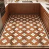 Alfombra de piso de cocina retro floral estilo americano, terciopelo de cristal, impermeable, resistente al aceite y antideslizante, adecuada para cobertura de habitación completa, para ventas transfronterizas