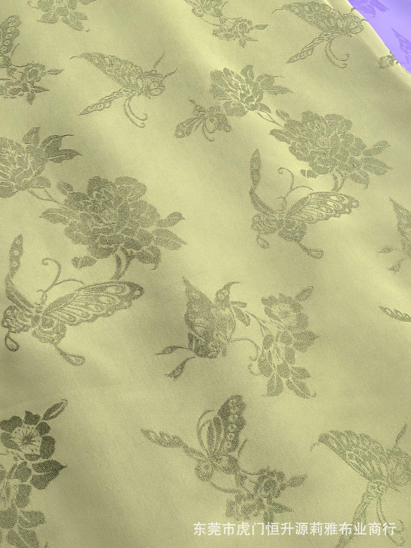 新款钻石丝提花面料 亮丝蝴蝶提花布 潮流国风旗袍连
