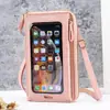 Bolsa para Celular com Tela Sensível ao Toque para Mulheres 2025 Nova Versátil Fashion Pequena Bolsa de Ombro Multifuncional com Zíper Bolsa para Celular Bolsa de Ombro
