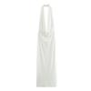 Vestido Largo de Verano para Mujer Europeo y Americano Nuevo Sexy sin Espalda Color Sólido Ajustado con Cuello Plisado vestido para Vacaciones en la Playa
