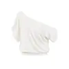 Camiseta Feminina Off-Shoulder com Design Torcido Doce e Picante, Nova para o Verão, Fina, Casual, Versátil, Top Curto Puro Desejo, Estilo Ins