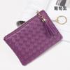 Bolsa de moedas pequena com zíper nova para primavera e verão, bolsa simples de cor sólida leve para cartões, bolsa tecida à mão, bolsa feminina fofa e requintada