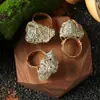 Anillo de Piedra Natural Envuelto en Alambre Piedra Cruda, Citrino Amarillo, Cuarzo Rosa, Anillo Ajustable de Piedra Cruda Amatista con Cristal Envuelto en Alambre DIY