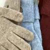 Guantes para Mujer Otoño e Invierno Estilo Nuevo Muñeca Extendida Guantes Cálidos Guantes de Punto de Color Sólido Simples