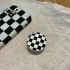Suporte de celular de vidro cristal Xadrez com anel retrátil, estilo ins niche
